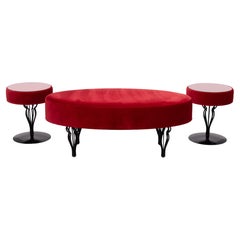 Unique 3 piece Bedroom set by Gelderland in Red Velvet .