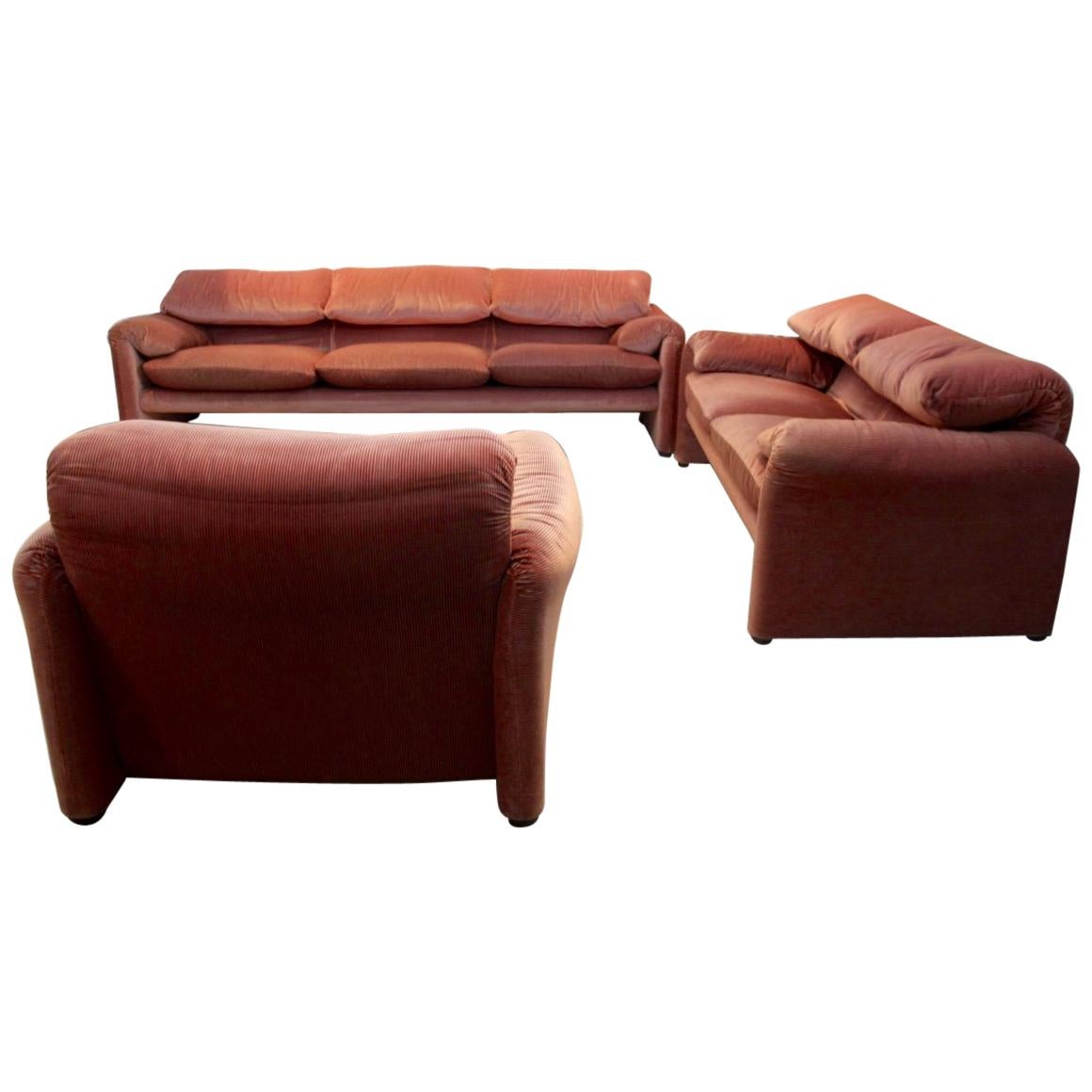 Unique 3-Piece Maralunga Seating Group by Vico Magistretti for Cassina, Italy 19
