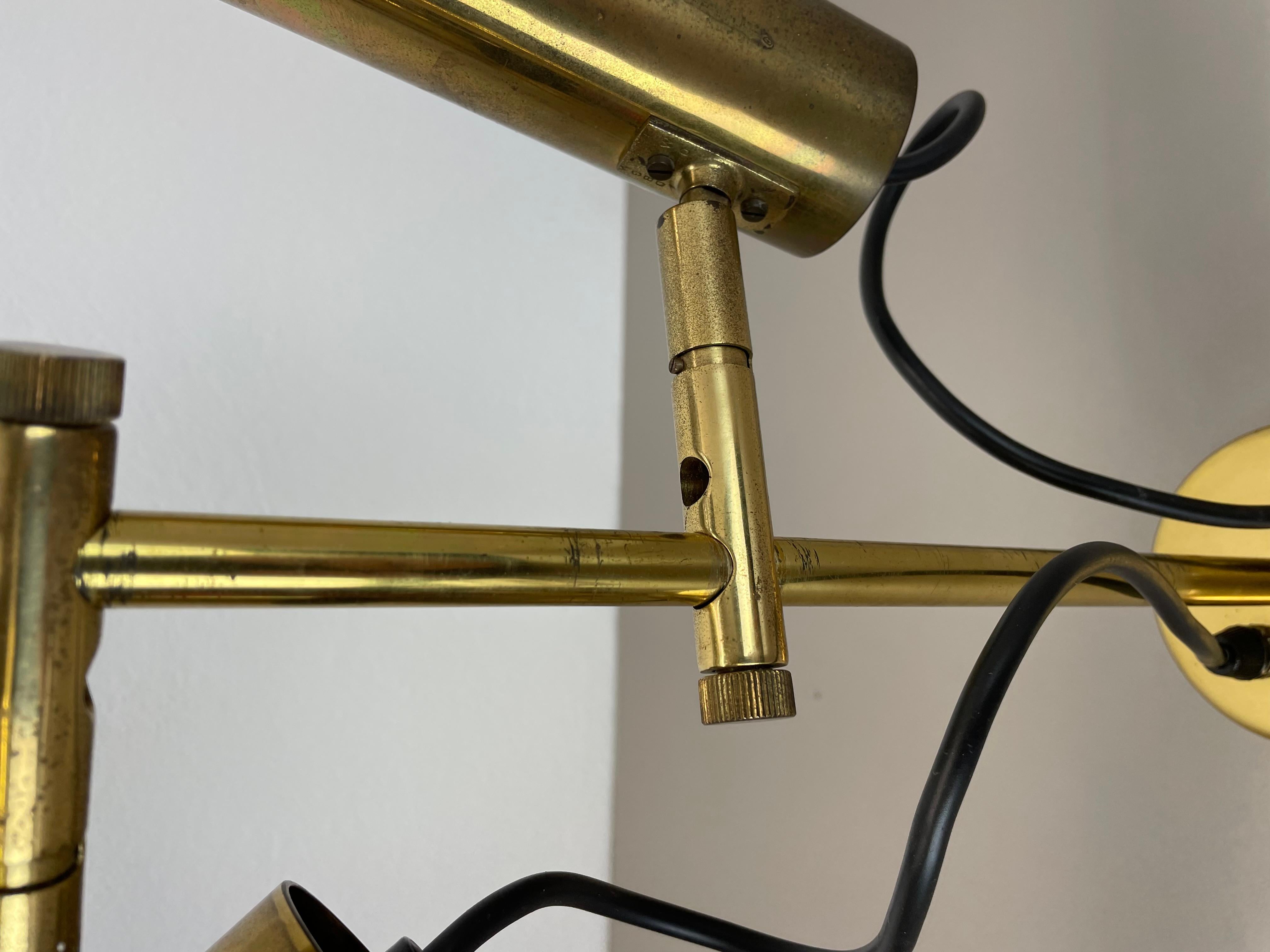 Plafonnier unique à 3 spots en laiton, style Koch & Lowy, OMI Lighting Allemagne, 1970 en vente 5