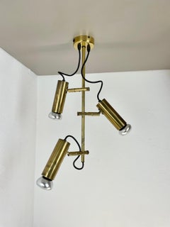 unique 3-Spot Brass Ceiling Light Koch and Lowy Style OMI Lighting Germany, 1970