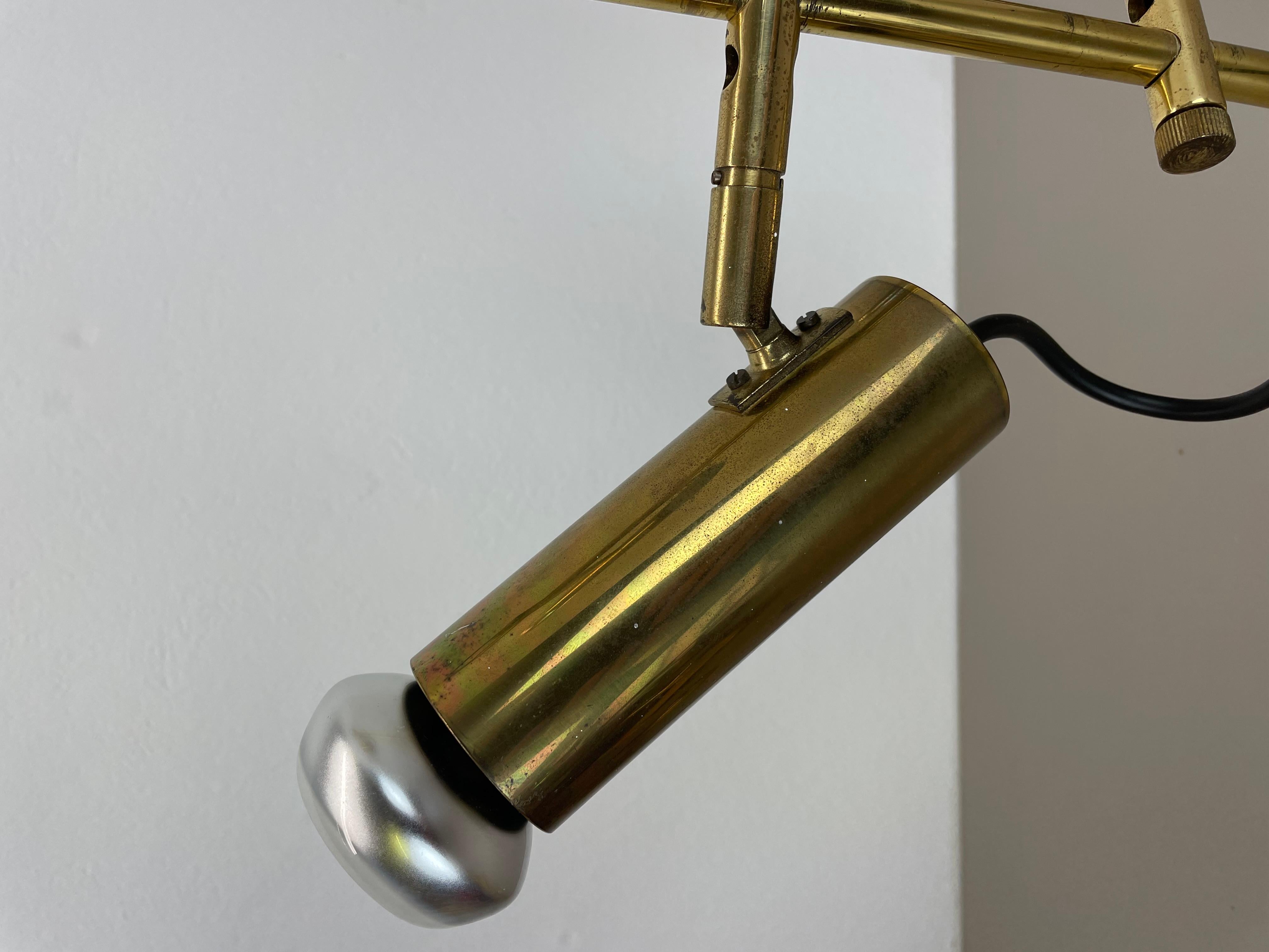 Métal Plafonnier unique à 3 spots en laiton, style Koch & Lowy, OMI Lighting Allemagne, 1970 en vente