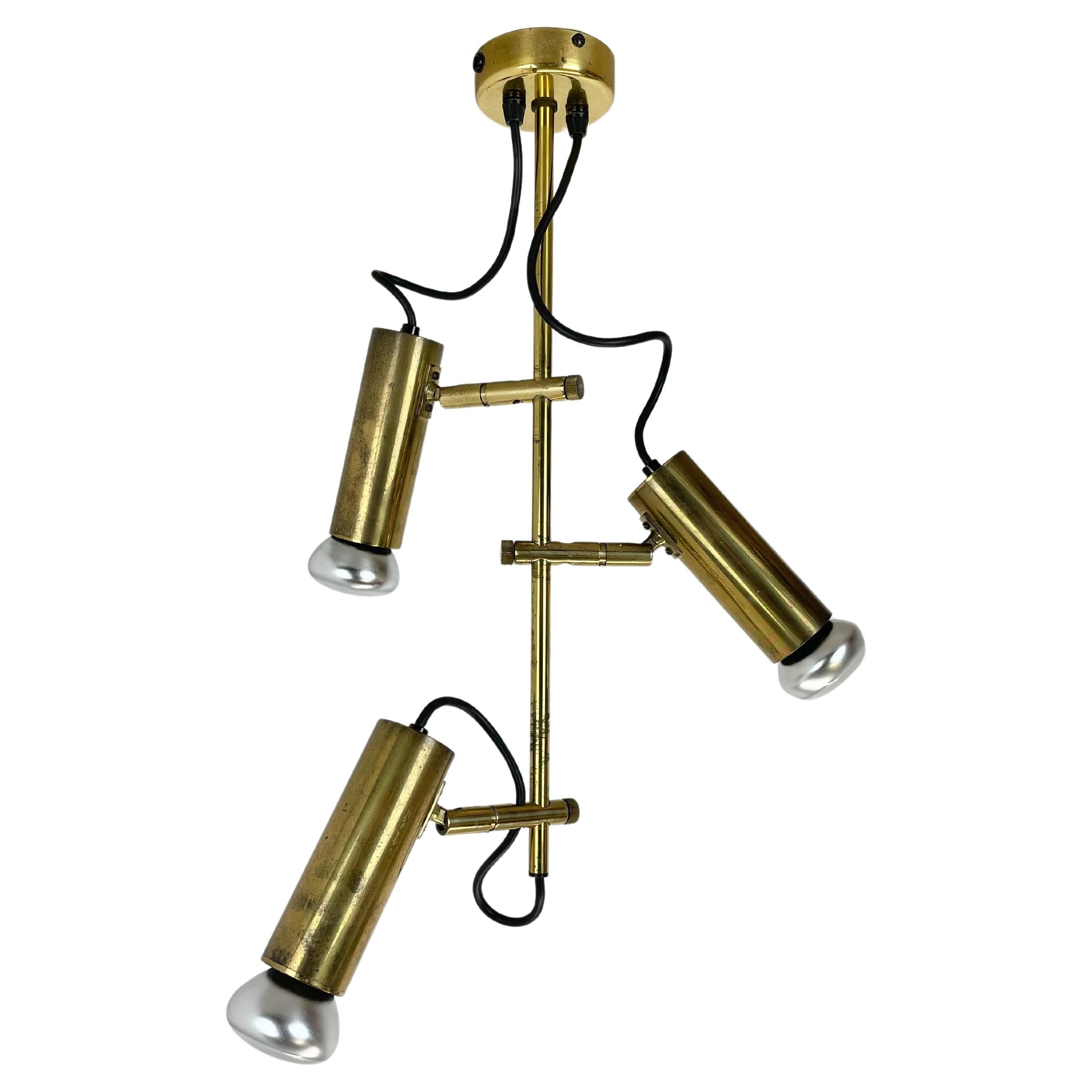 einzigartige 3-stöckige Deckenleuchte aus Messing Koch und Lowy-Stil OMI Lighting Deutschland, 1970