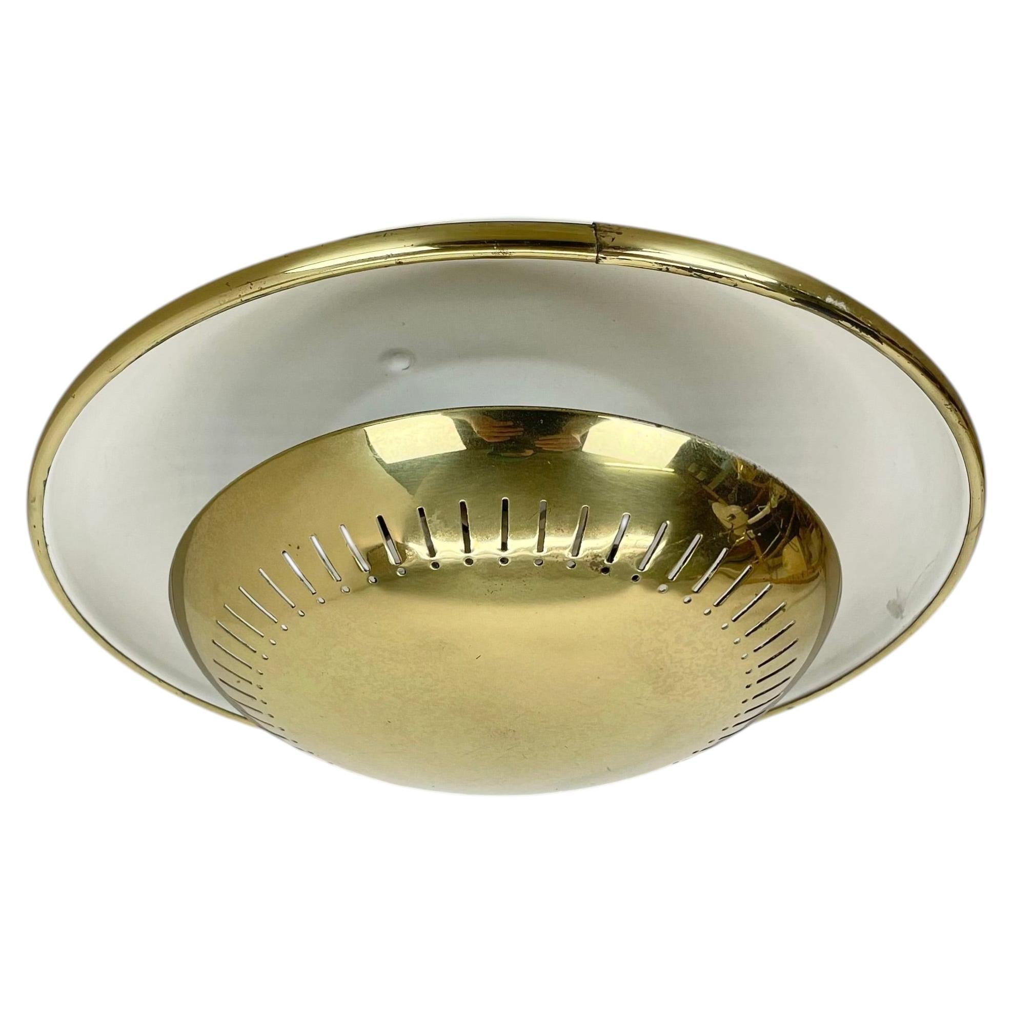 unique 30cm Brass Gino Sarfatti Style Ceiling wall Light Flushmount, Italy 1950 For Sale