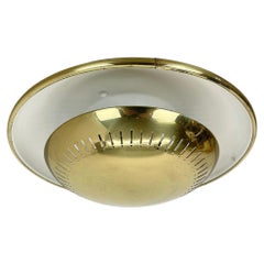 unique 30cm Brass Gino Sarfatti Style Ceiling wall Light Flushmount, Italy 1950