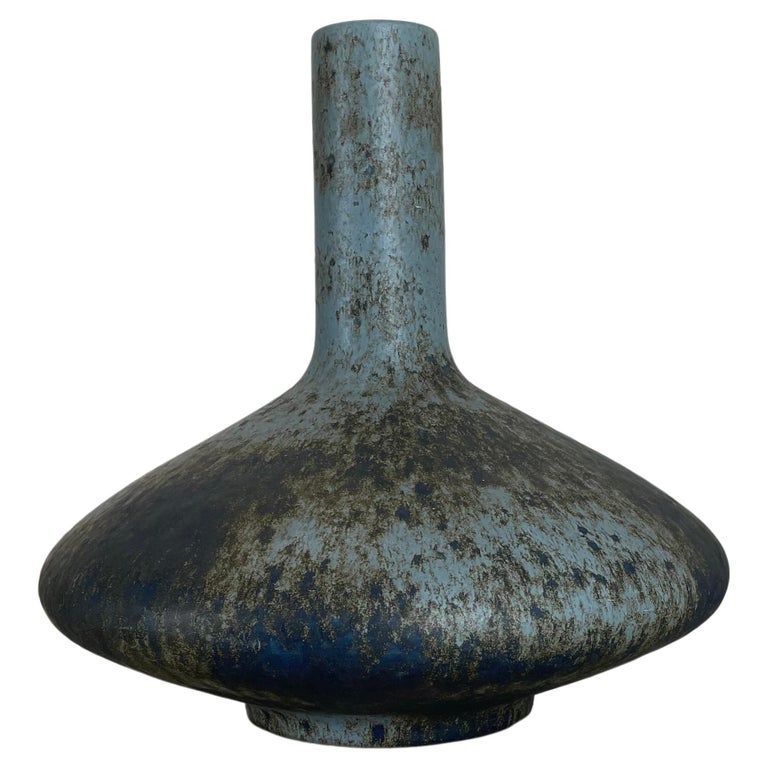 Unique 31cm blue Ceramic Pottery "UFO" Vase Object by Otto Keramik Germany, 1970 For Sale at 1stDibs