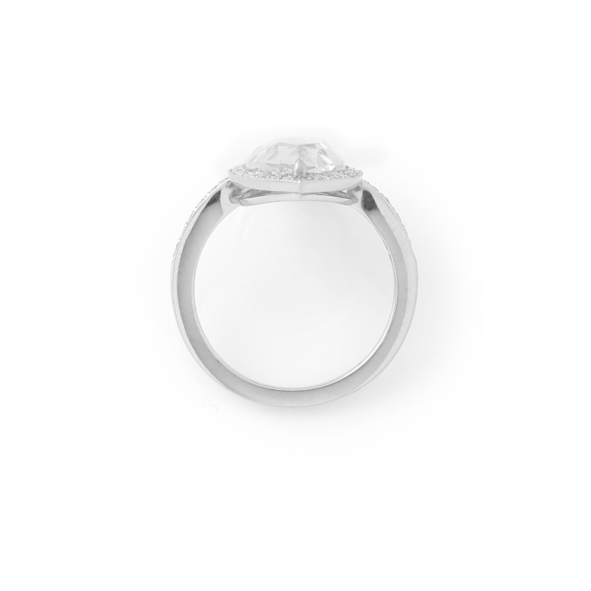 Modern Unique 3.26 Carat Diamond Rose Cut Pear Shape Twin Stone 'Toi et Moi' Ring For Sale