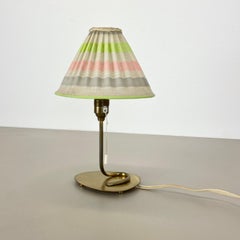 unique 32cm Beautiful kalmar style brass + fabric table light, Austria, 1960s