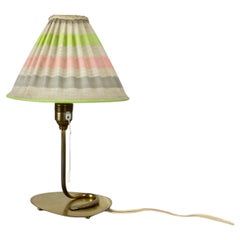 única 32cm Preciosa lámpara de mesa estilo kalmar de latón + tela, Austria, años 60