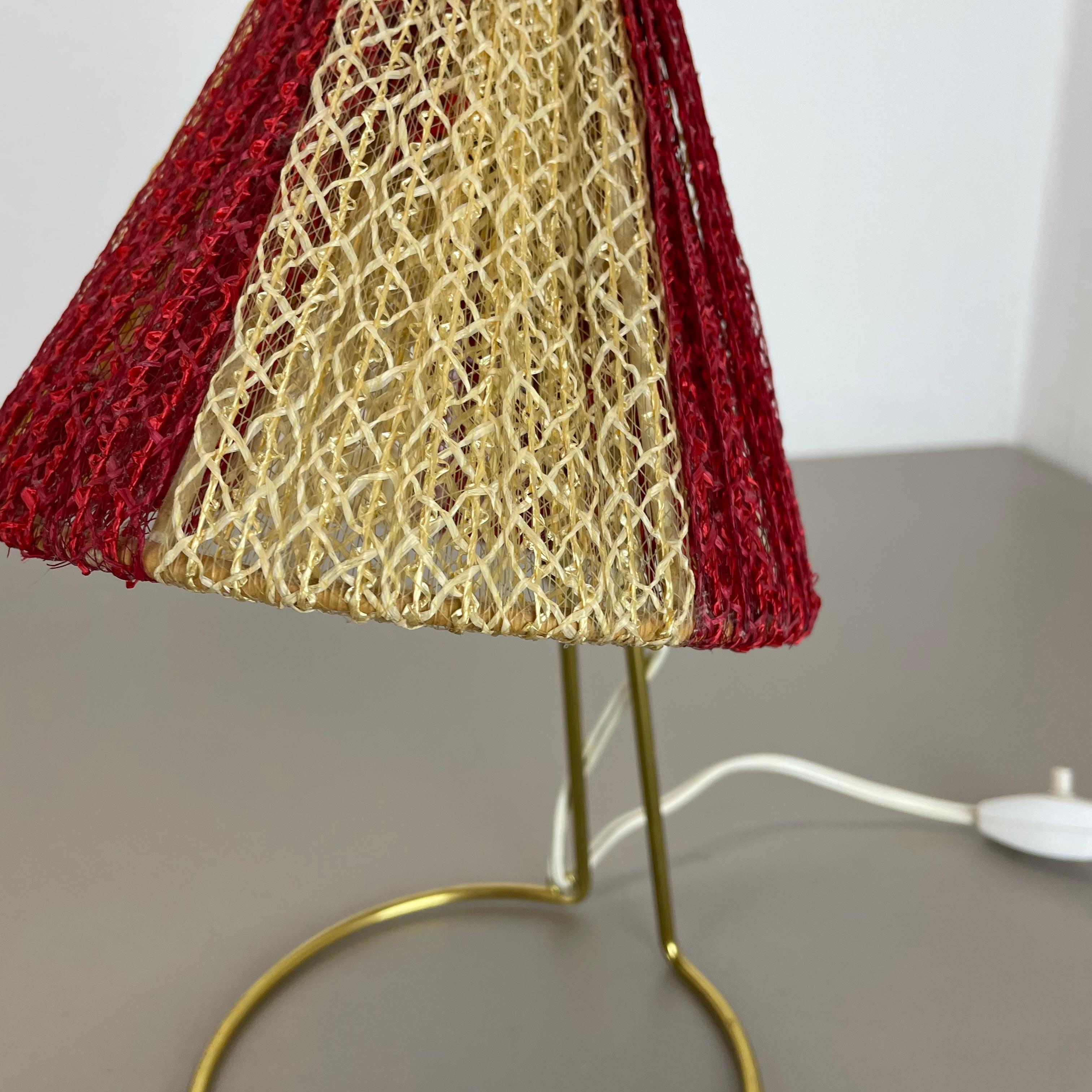 unique 33cm Beautiful kalmar style brass + fabric table light, Austria, 1960s For Sale 4
