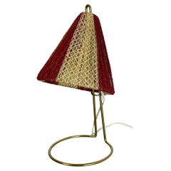 Schöne einzigartige 33cm Tischleuchte im kalmar-Stil aus Messing + Stoff, Österreich, 1960er Jahre