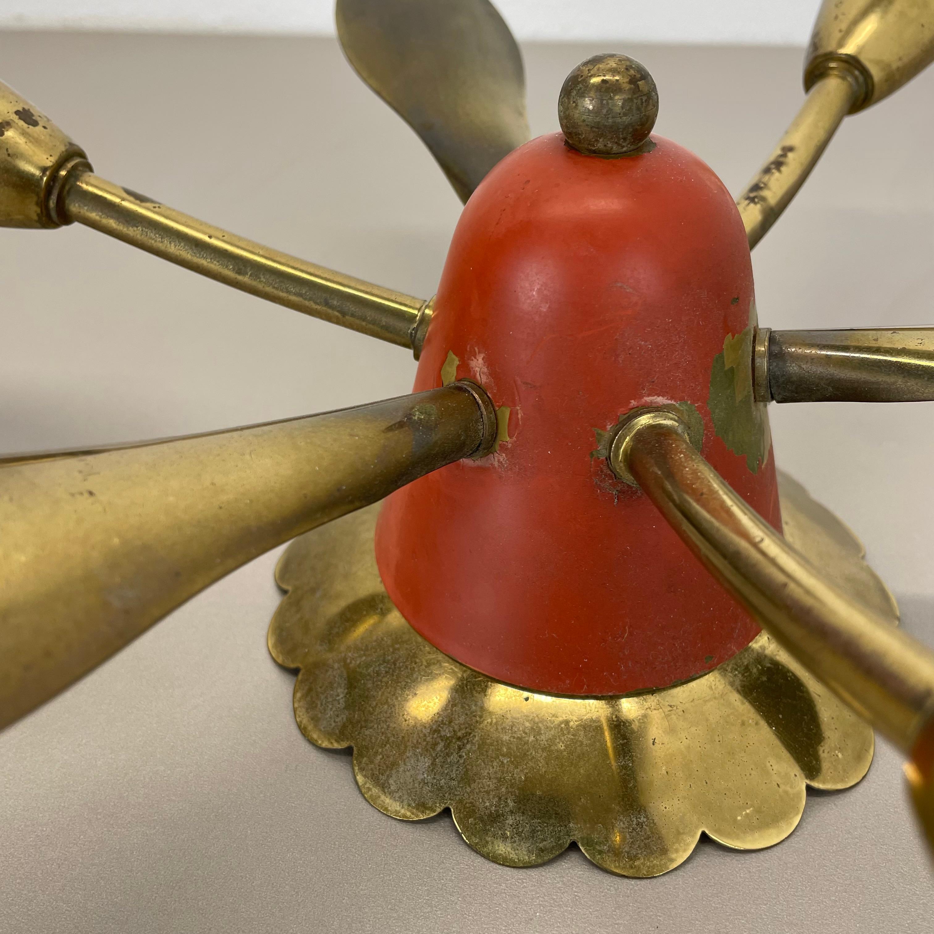 Plafonnier unique de 35cm en laiton massif Gino Sarfatti Style Flushmount, Italie 1950 en vente 3
