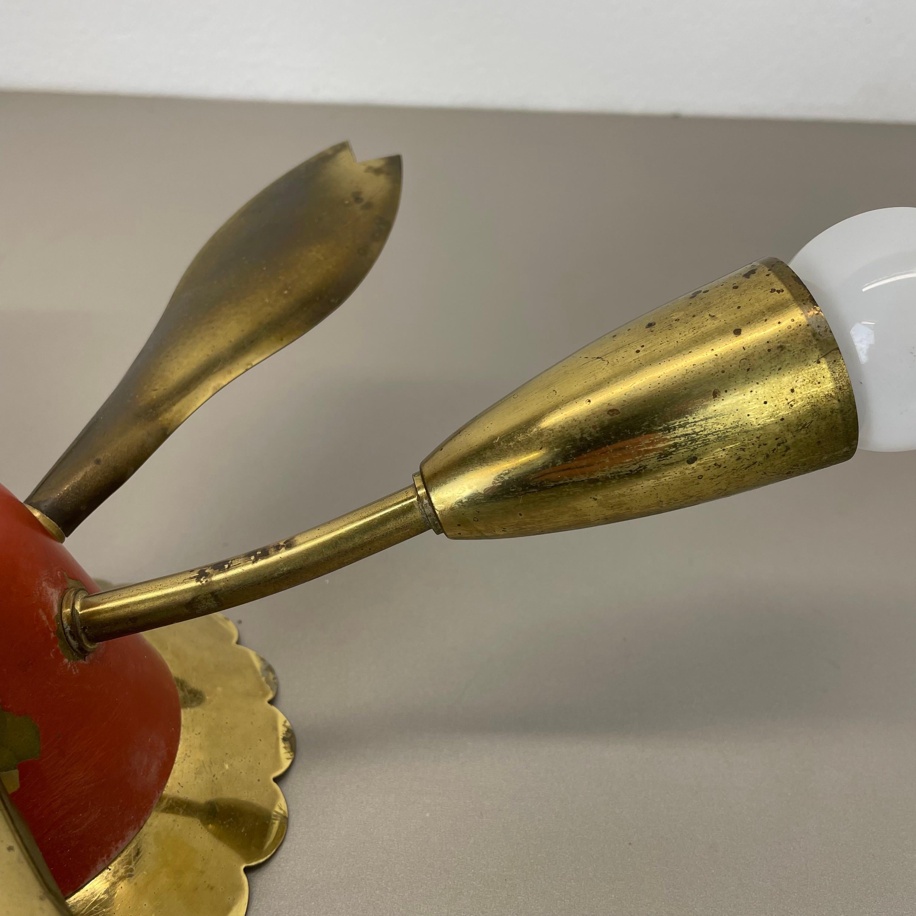 Plafonnier unique de 35cm en laiton massif Gino Sarfatti Style Flushmount, Italie 1950 en vente 5