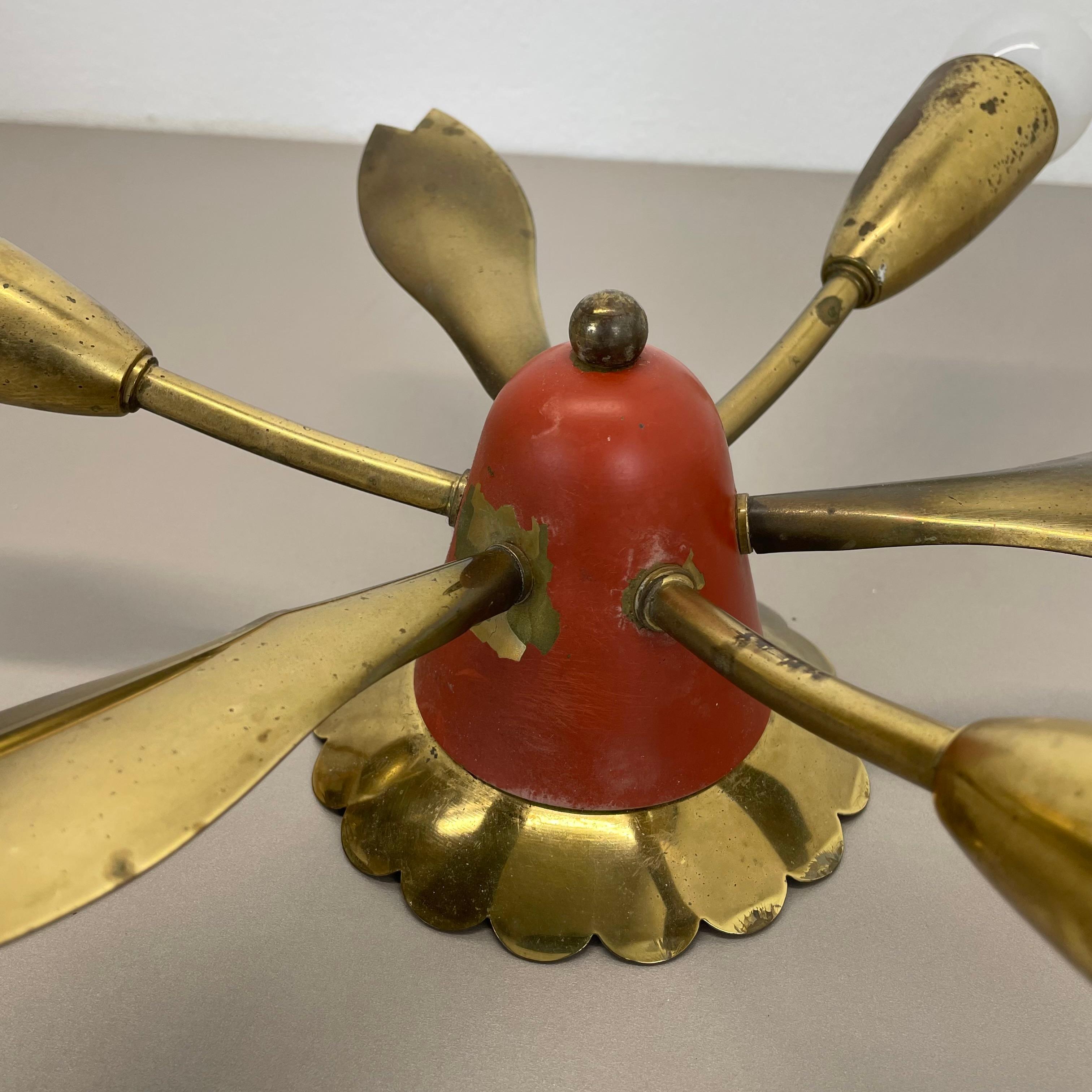 Plafonnier unique de 35cm en laiton massif Gino Sarfatti Style Flushmount, Italie 1950 en vente 6