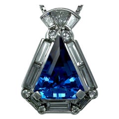 Unique 3.60ct Vivid Blue Ceylon Sapphire & Diamond Platinum Fancy Halo Pendant