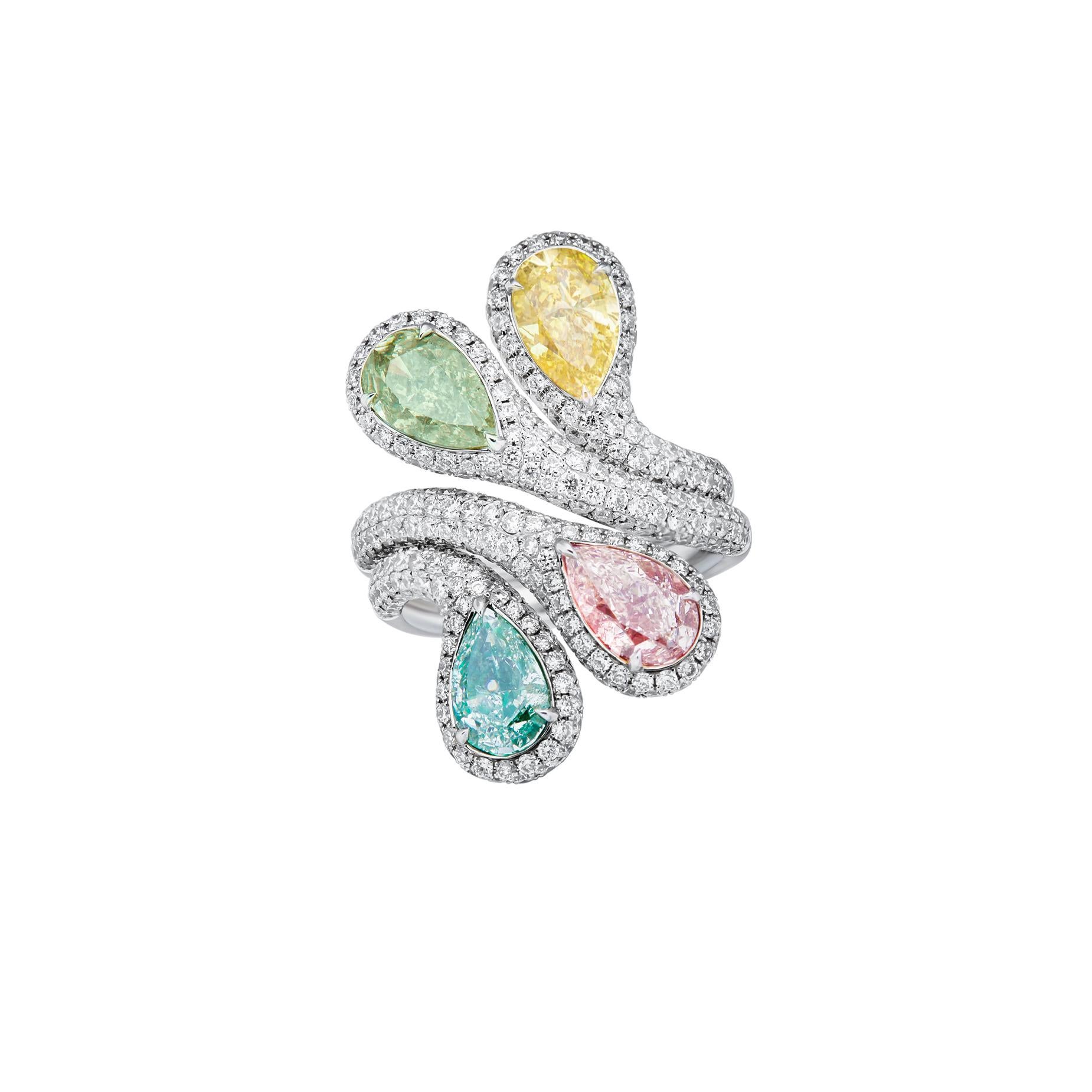 The Elegance of Nature's Palette: A Harmonious Symphony of Colors in One Exquisite Ring

Introducing our masterpiece, an enchanting natural fancy color diamond ring that transcends beauty itself. Crafted with meticulous attention to detail and an