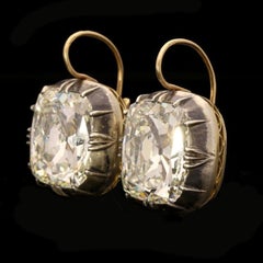 Unique 41.78 Carat of Cushion Cut Diamond Earrings Each Stone 21.24ct & 20.54ct