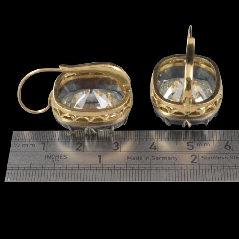 Women's or Men's Unique 41.78 Carat of Cushion Cut Diamond Earrings Each Stone 21.24ct & 20.54ct