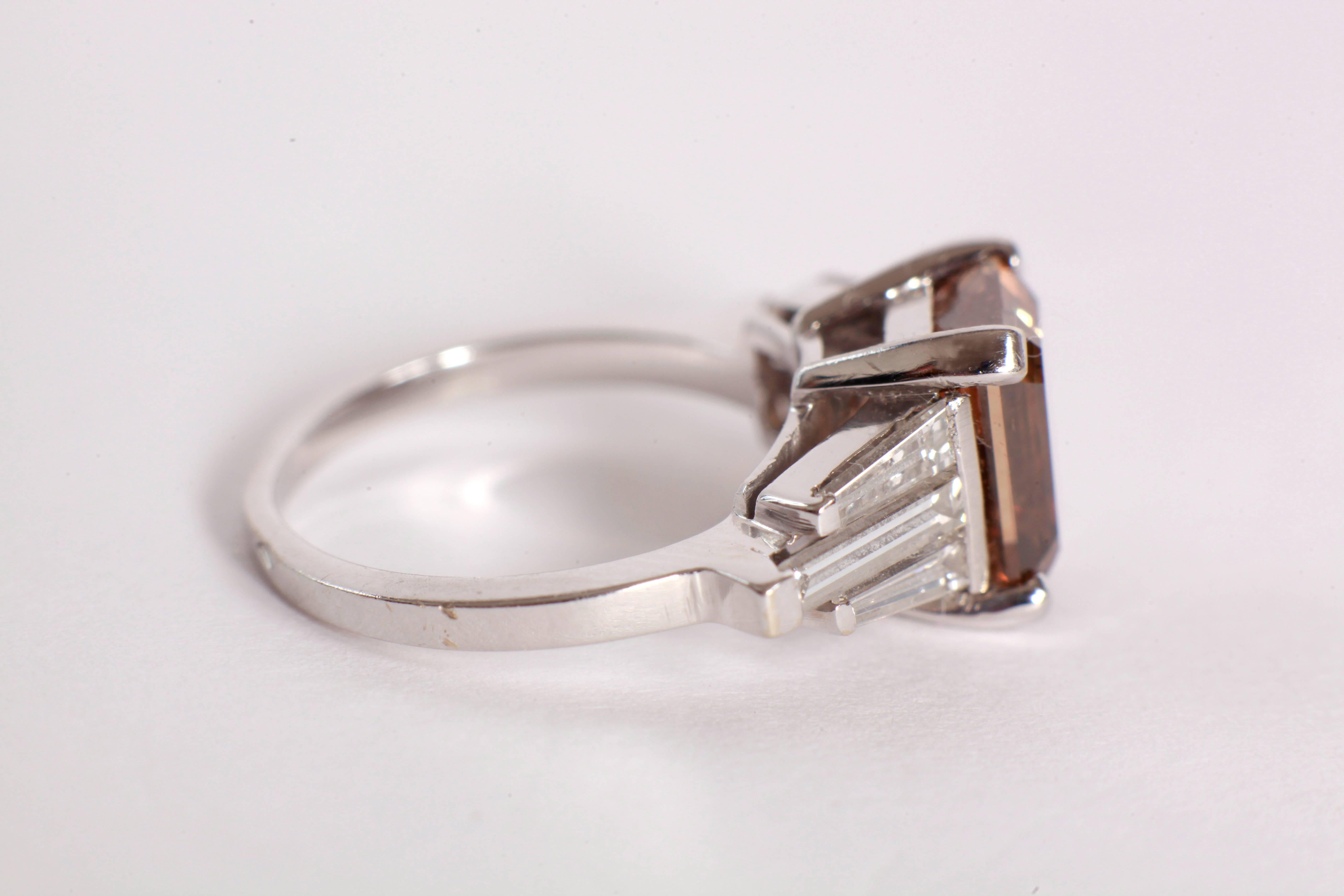 emerald cut chocolate diamond ring
