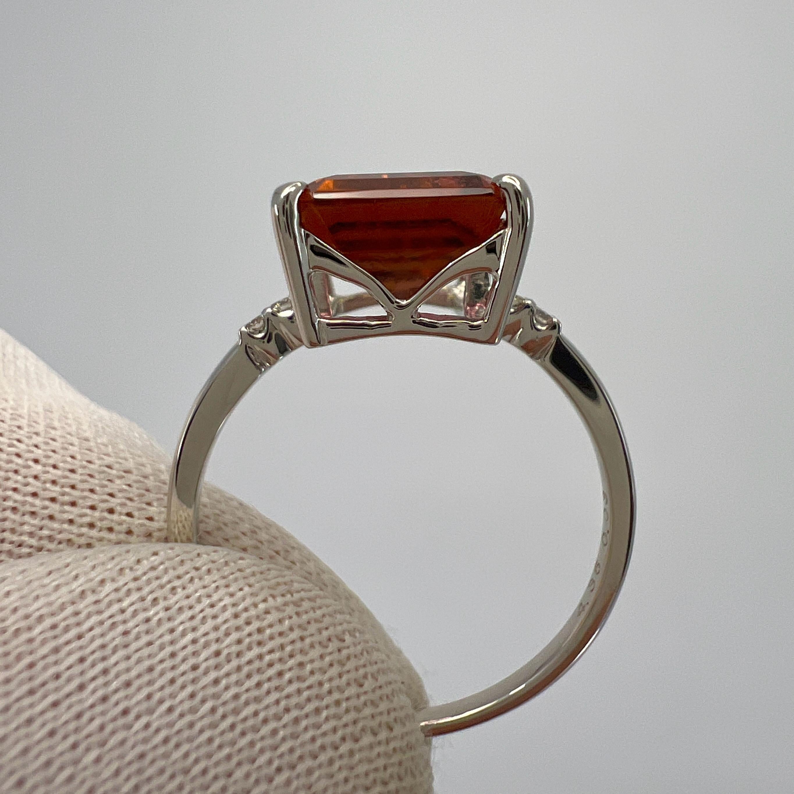 Unique 4.36ct Emerald Cut Watermelon Tourmaline Diamond Platinum Solitaire Ring 5