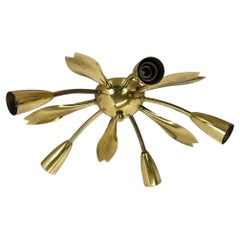 unique 43cm solid Brass Gino Sarfatti Style Ceiling Light Flushmount, Italy 1950