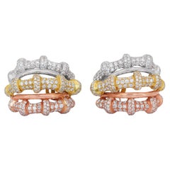 Unique Diamonds 4,58ct 3-Ton Ohrringe in 18k Gelb, Rose, Weiß Gold - IGI