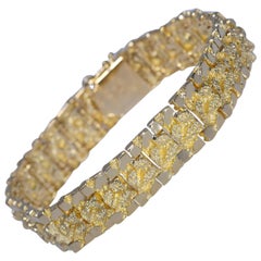 Unique 48.80 Gram Nugget Bracelet Yellow Gold 14 Karat