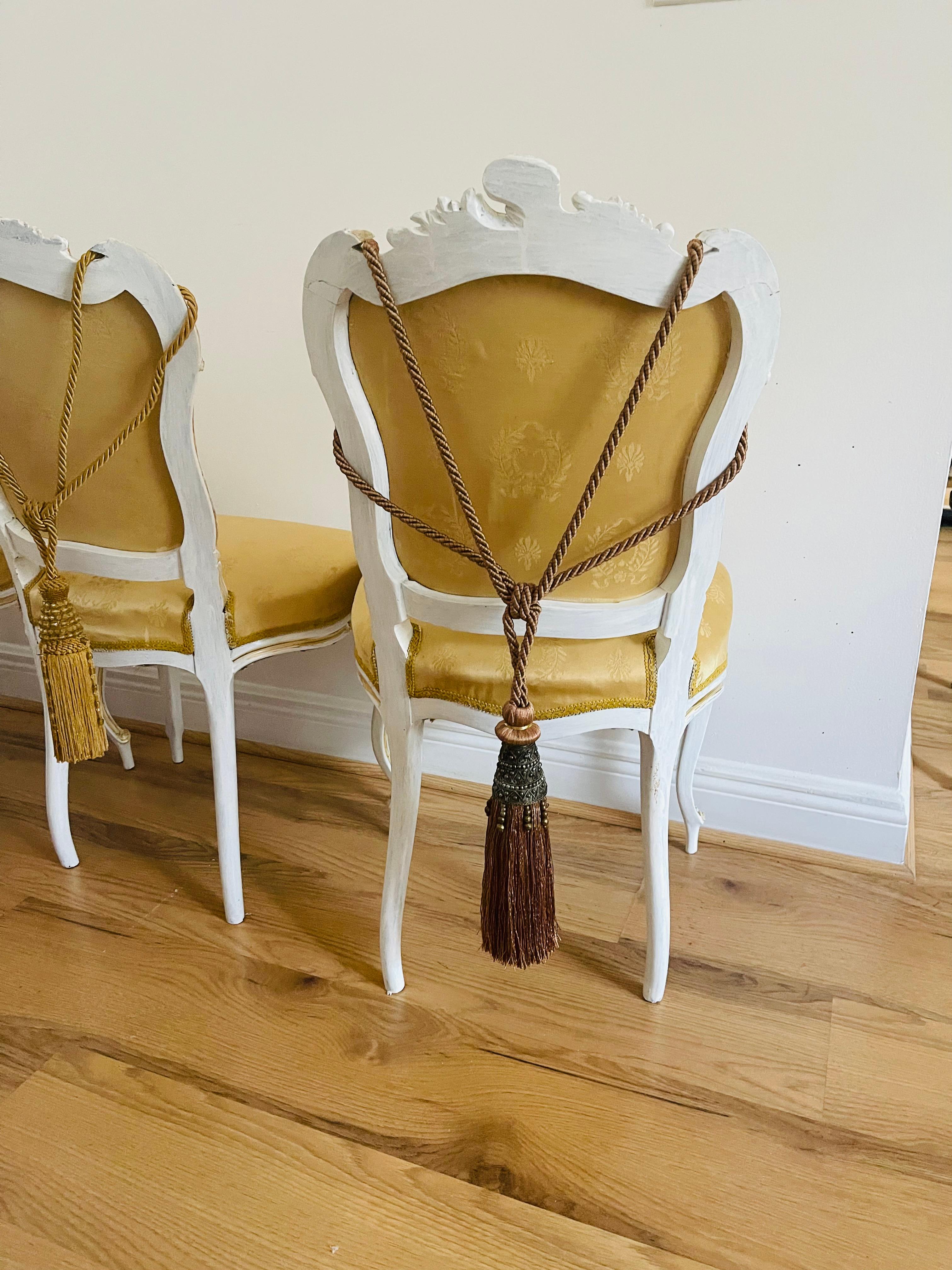 Unique 4S French Antique 19 th c Walnut Chairs Redisigned en vente 4