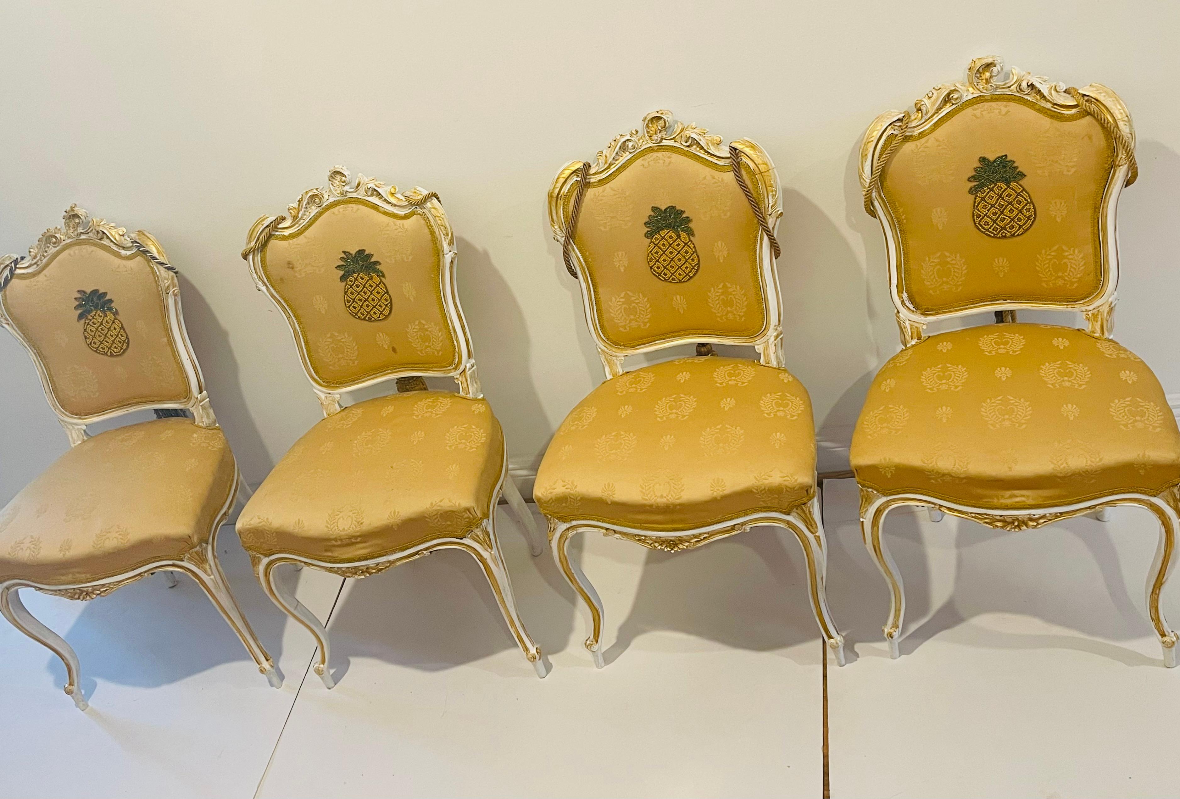 Provincial français Unique 4S French Antique 19 th c Walnut Chairs Redisigned en vente