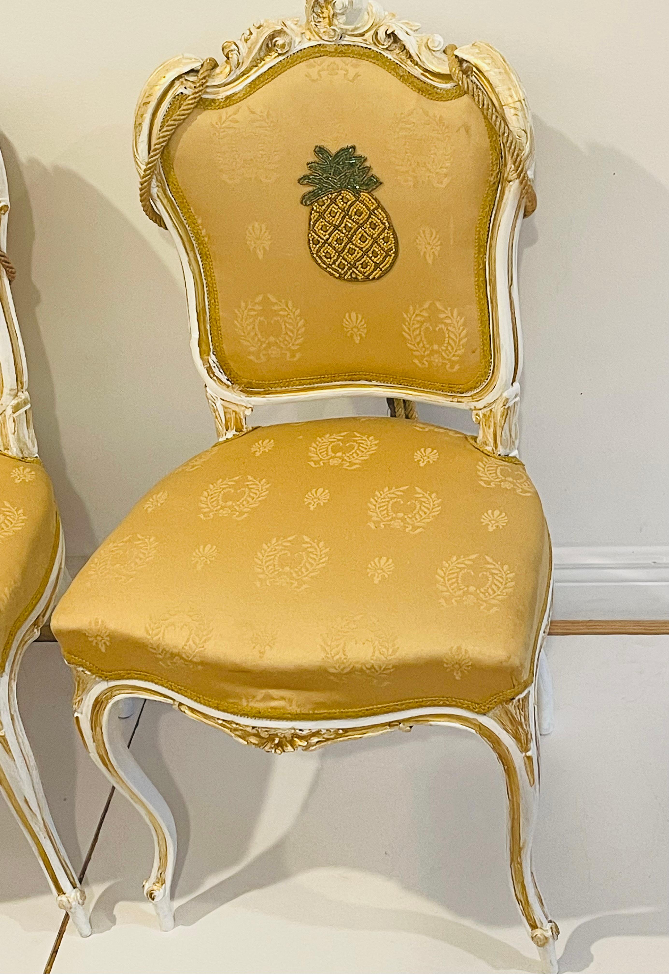 Français Unique 4S French Antique 19 th c Walnut Chairs Redisigned en vente