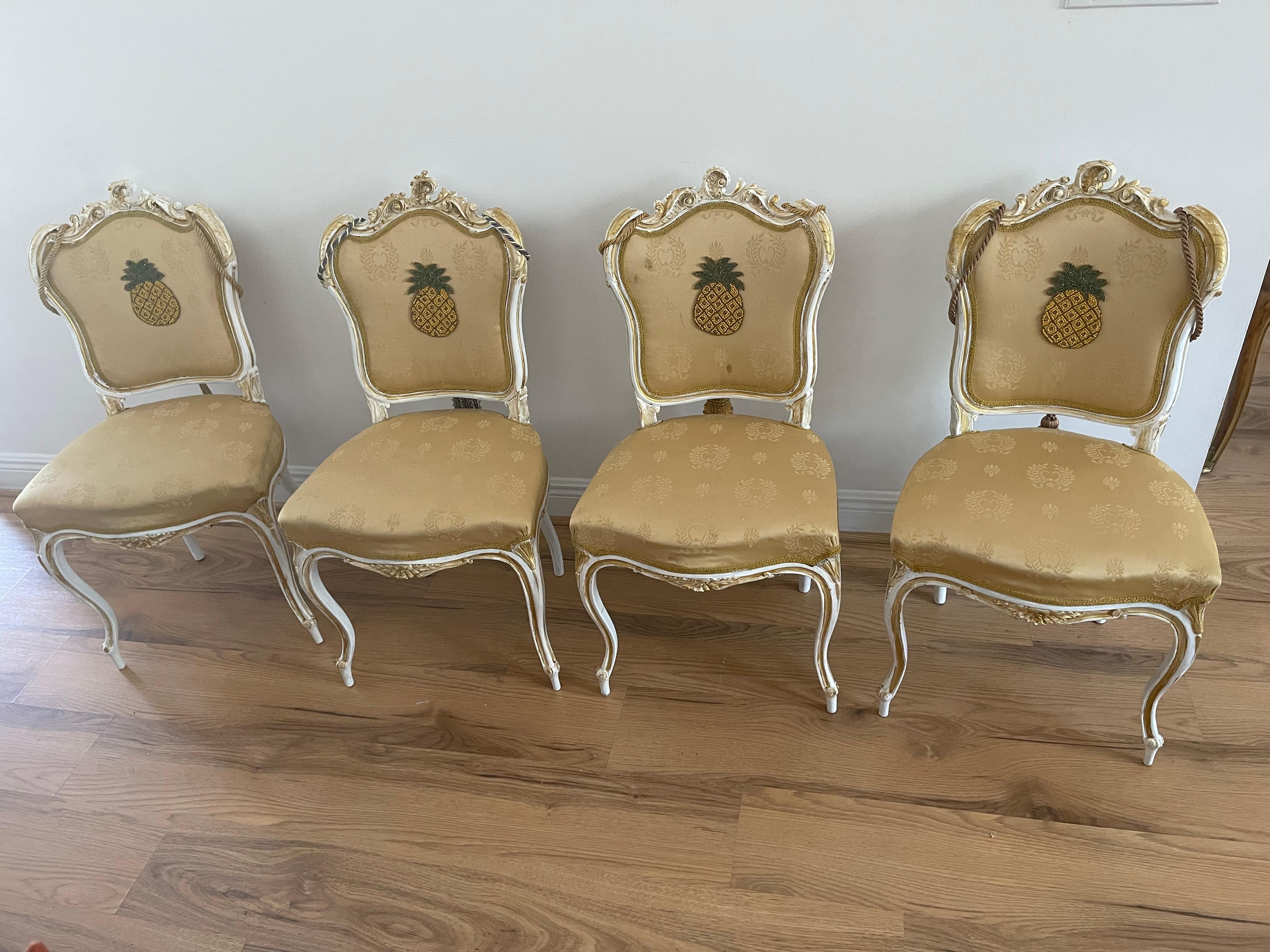 Unique 4S French Antique 19 th c Walnut Chairs Redisigned en vente 1
