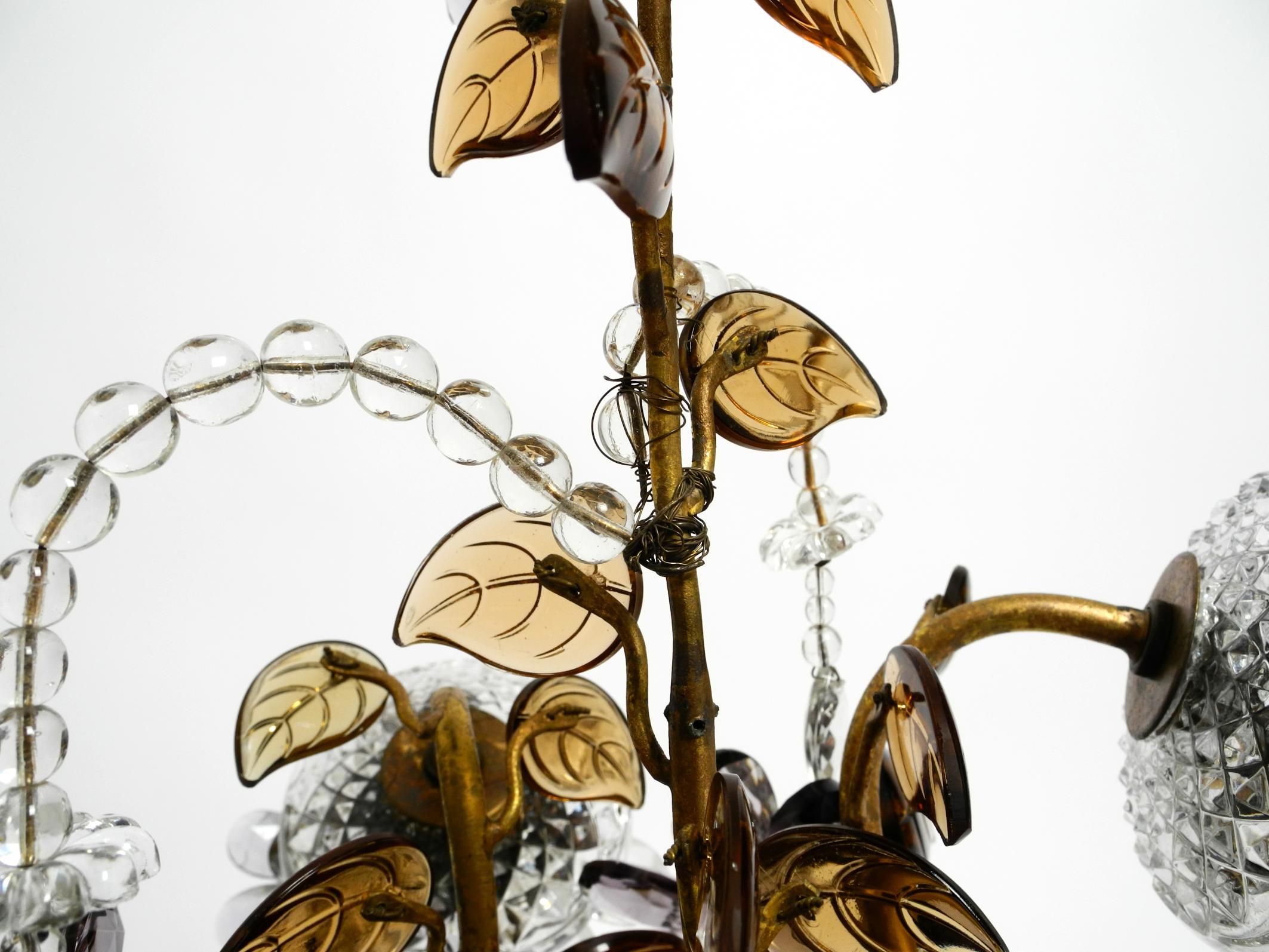 Grande lampe de table unique des années 60 en métal doré et verre de Murano de Banci Firenze en vente 3