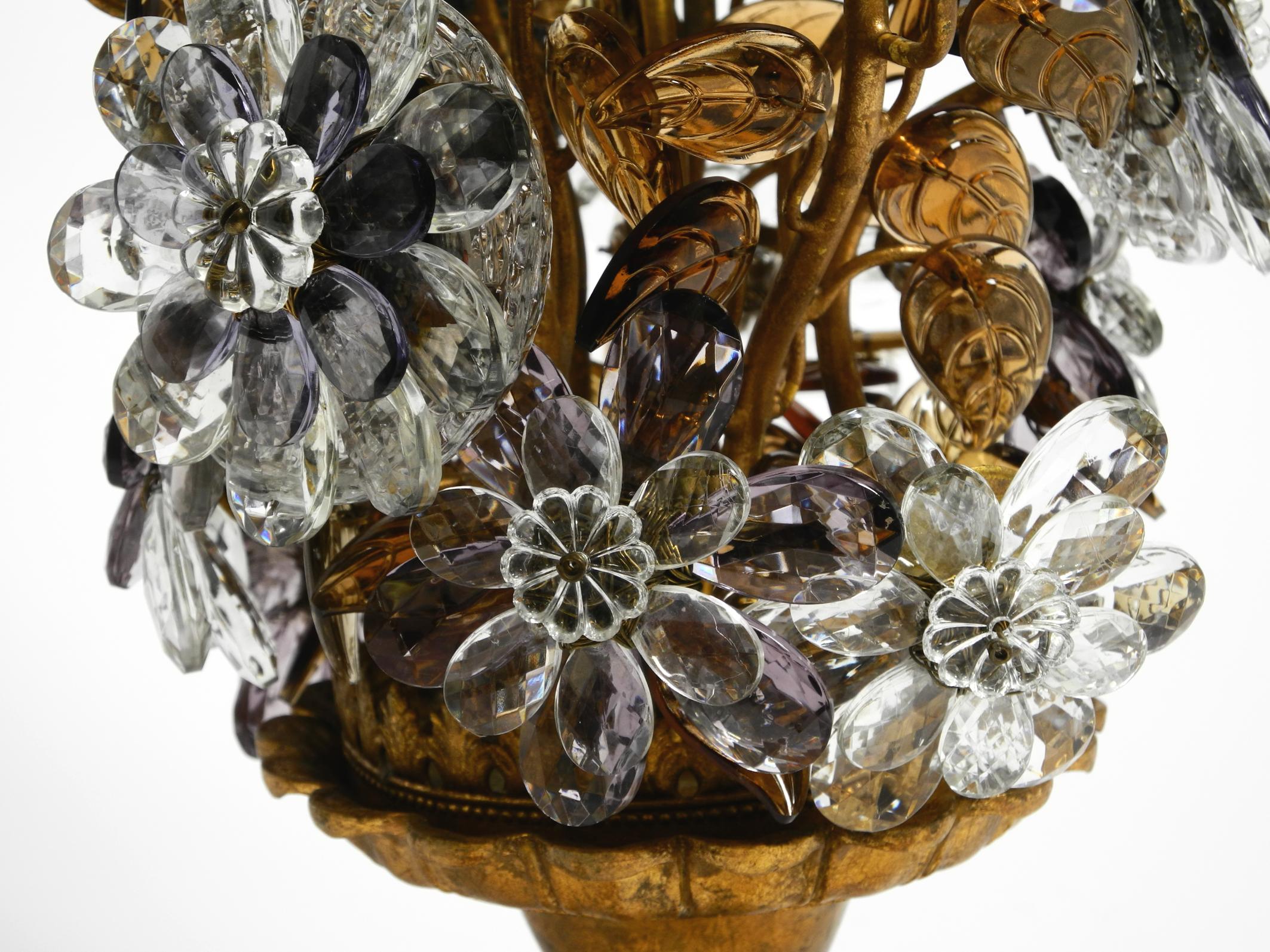 Grande lampe de table unique des années 60 en métal doré et verre de Murano de Banci Firenze en vente 9