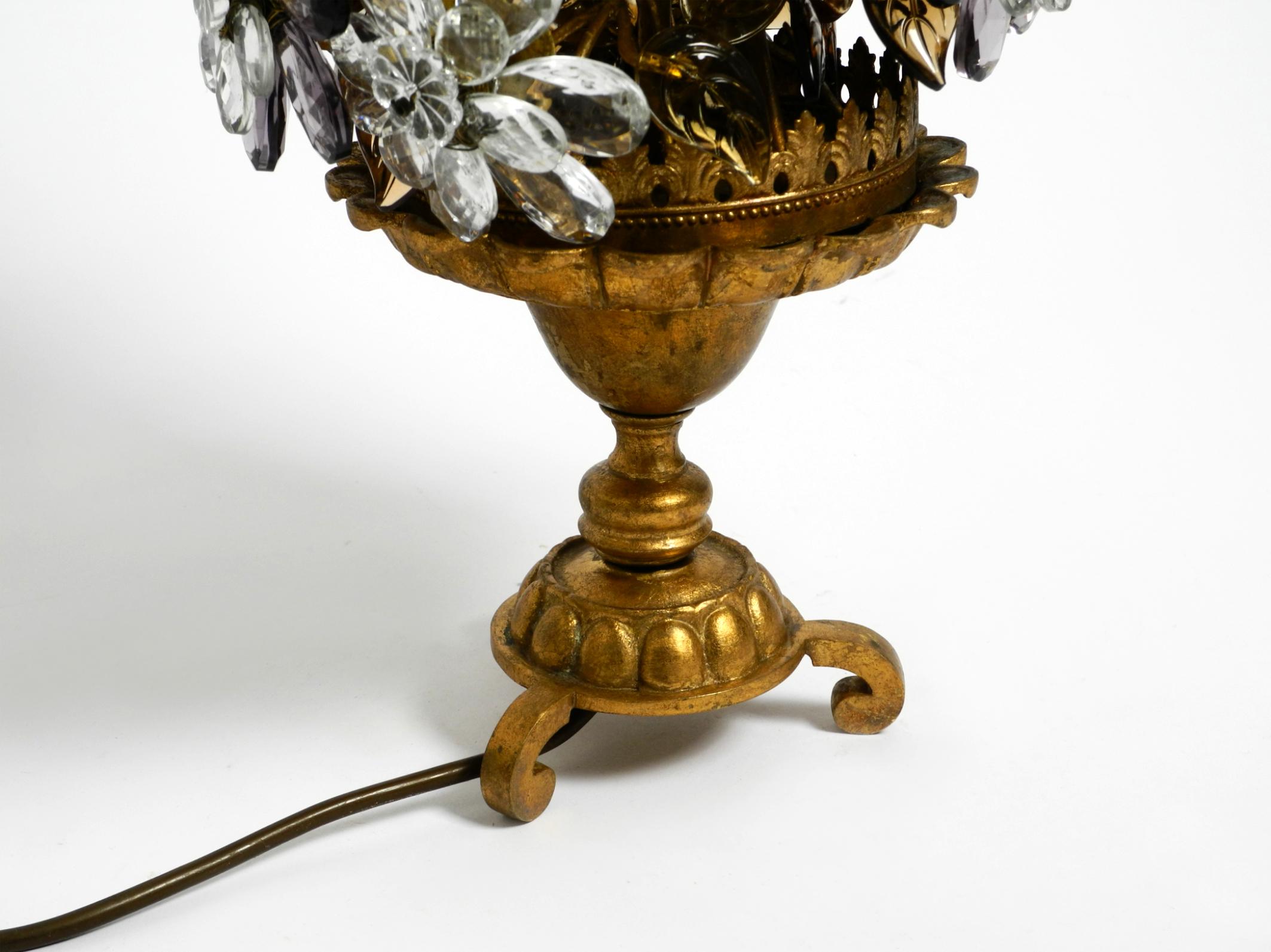 Grande lampe de table unique des années 60 en métal doré et verre de Murano de Banci Firenze en vente 2