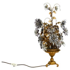 Unique 60s large table lamp in gilded metal and Murano glass from Banci Firenze