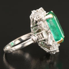 18K Gold 5 CT Natural Emerald and Diamond Antique Art Deco Style Engagement Ring