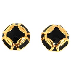 Unique 70s Black enamel earrings