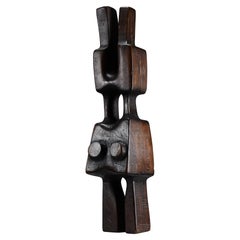 Scultura di legno astratta e moderna di metà secolo, unica nel suo genere