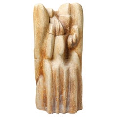 Unique abstract stoneware sculpture by unknown artist, France, circa 1970-1980.