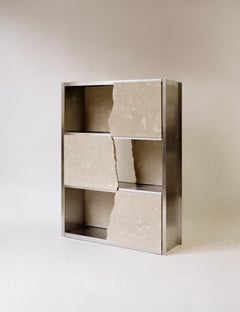 Unique Aderiva Cabinet in Moleanos Limestone & Stainless Steel by Rosana Sousa