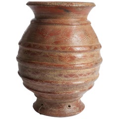 Vintage Unique Africain Tribal Midcentury Terracotta Storage Jar from Mali