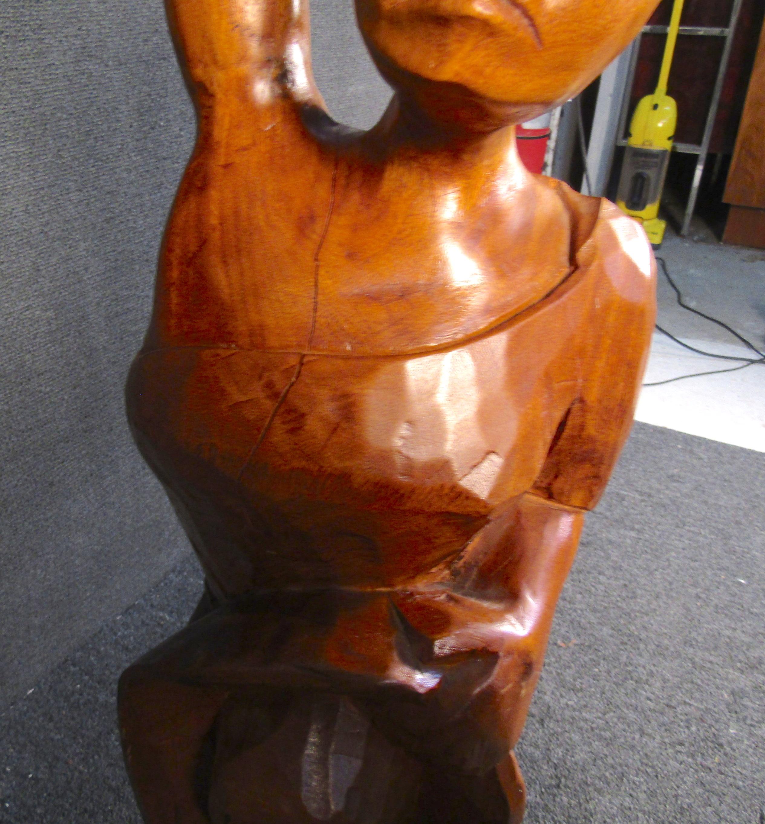 Unique African Style Carved Wood Wooden Sculpture For Sale 5