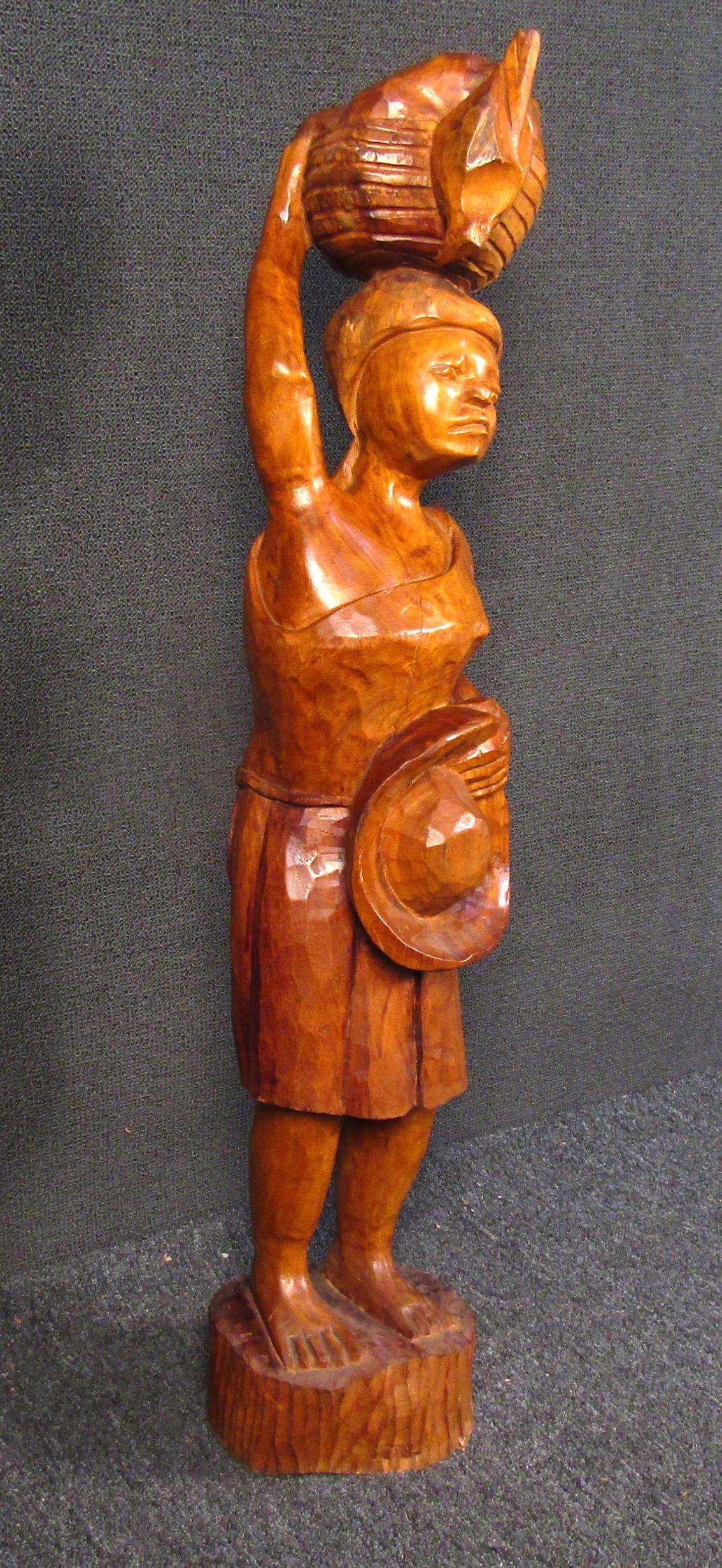 20th Century Unique African Style Carved Wood Wooden Sculpture For Sale