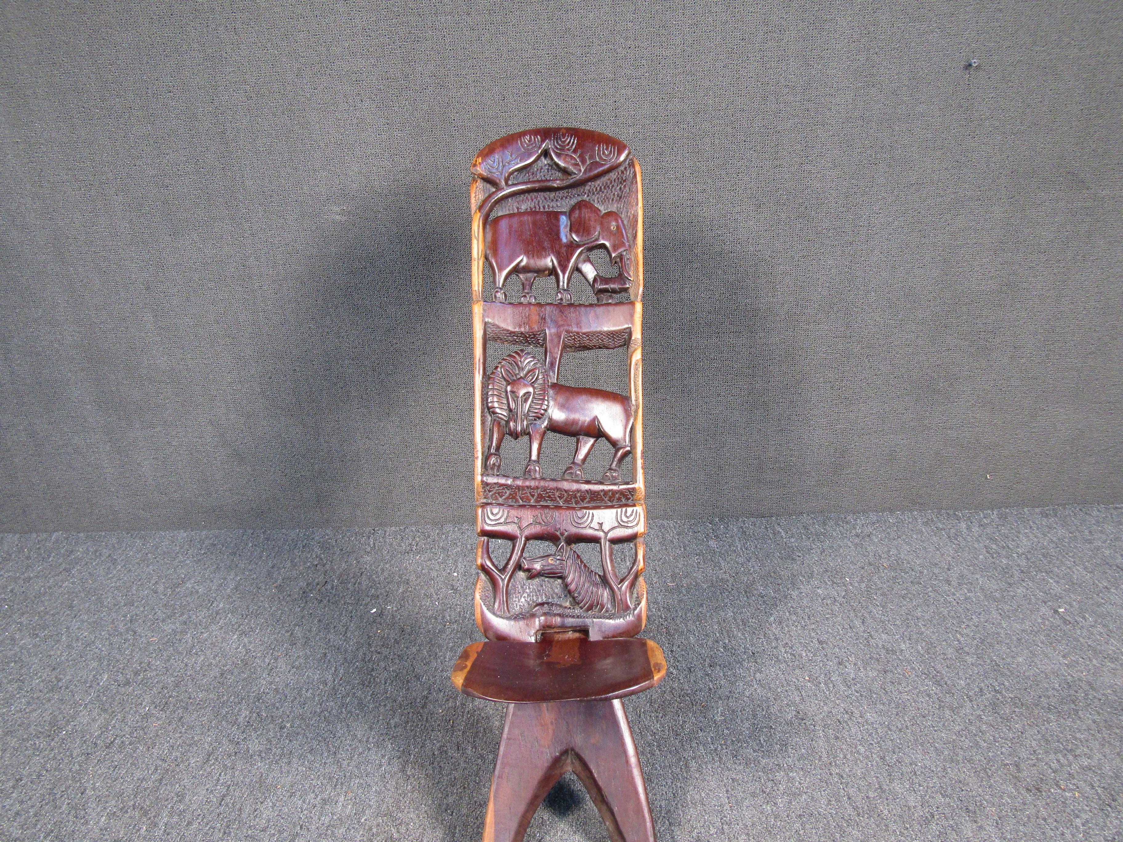 Intricate African style seat. Beautiful wood carvings.
(Please confirm item location - NY or NJ - with dealer).
 