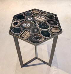 Unique Agate Stones Mosaic Side Coffee Table