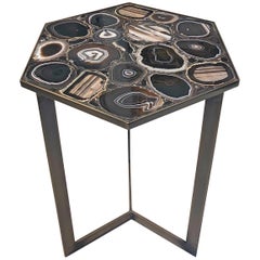Unique Agate Stones Mosaic Side Coffee Table