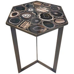 Unique Agate Stones Mosaic Side Coffee Table