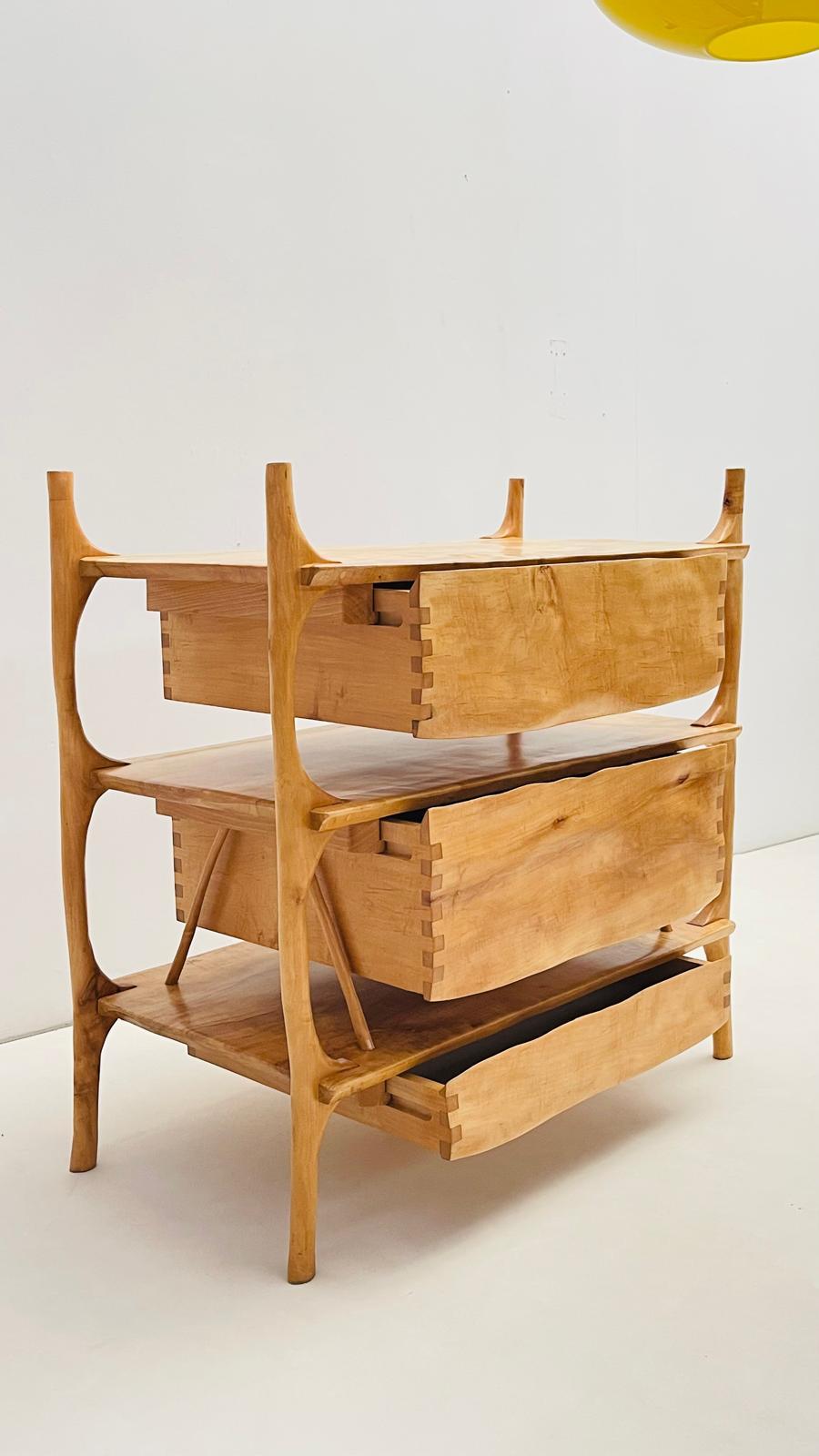 Hand-Carved Unique Alder solid  wood - chest of drawers For Sale