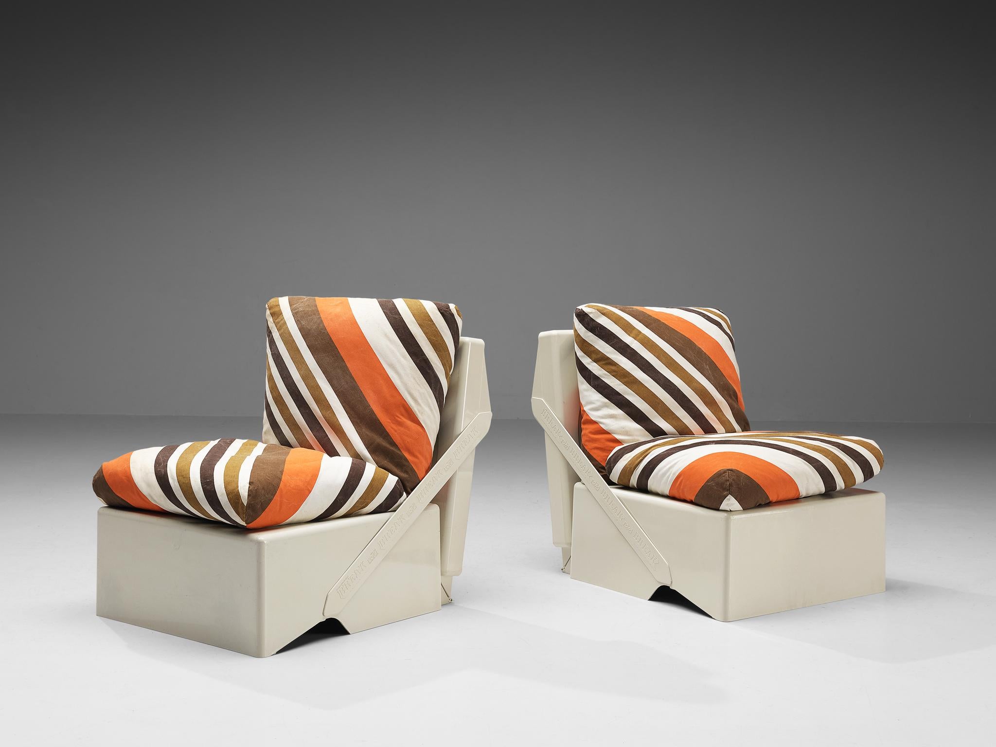 Late 20th Century Aldo Barberi for Rossi di Albizzate ‘Break’ Portable Folding Lounge Chairs For Sale