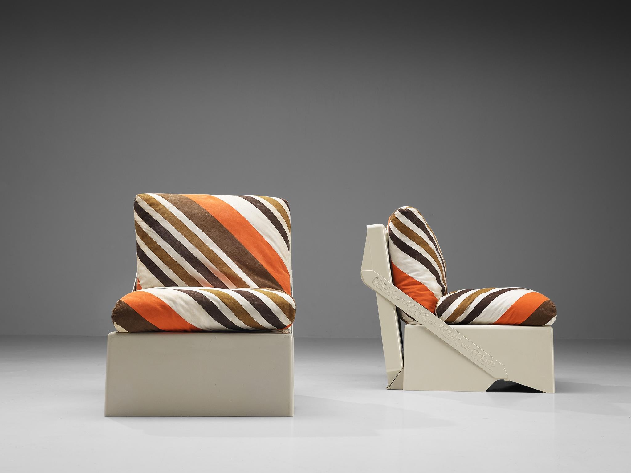 Late 20th Century Aldo Barberi for Rossi di Albizzate ‘Break’ Portable Folding Lounge Chairs For Sale