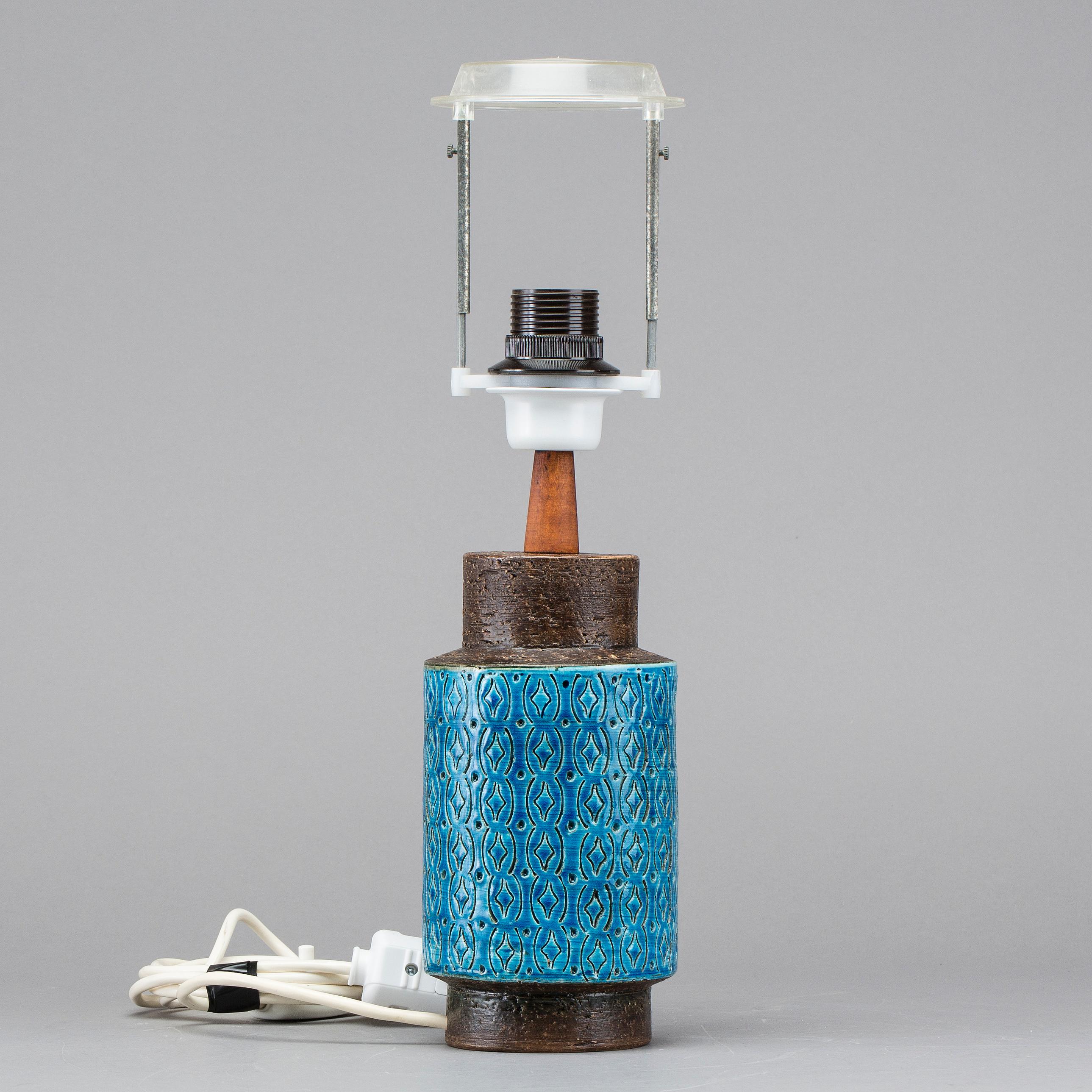 Italian Unique Aldo Lundi Ceramic Lamp by Bitossi Italy 1960s Signed For Sale